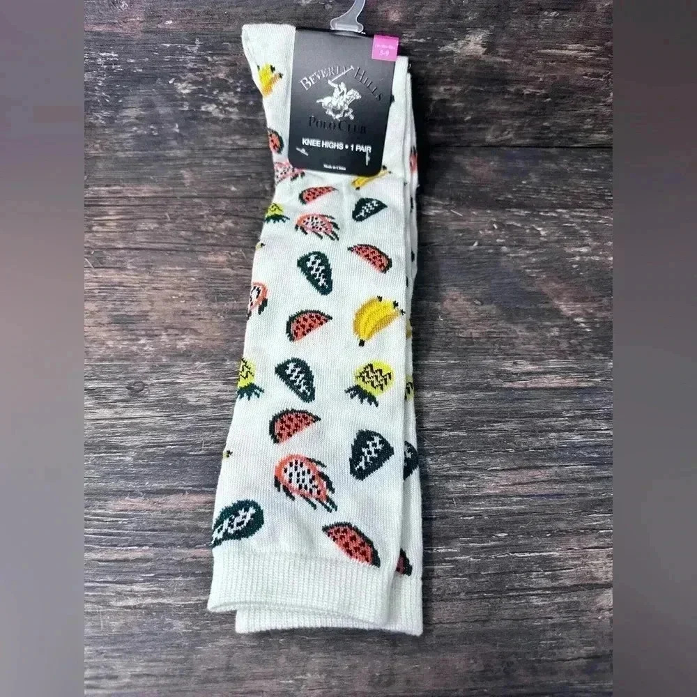 Beverly Hills Polo Club White Fruit Covered Dress Socks Mens and